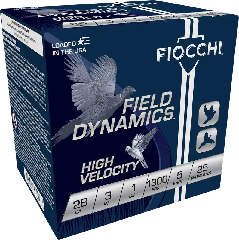 Fiocchi Field Dynamics High Velocity 28 Gauge 3in 1oz 5 Shot Shotshells 25/Box 283HV5