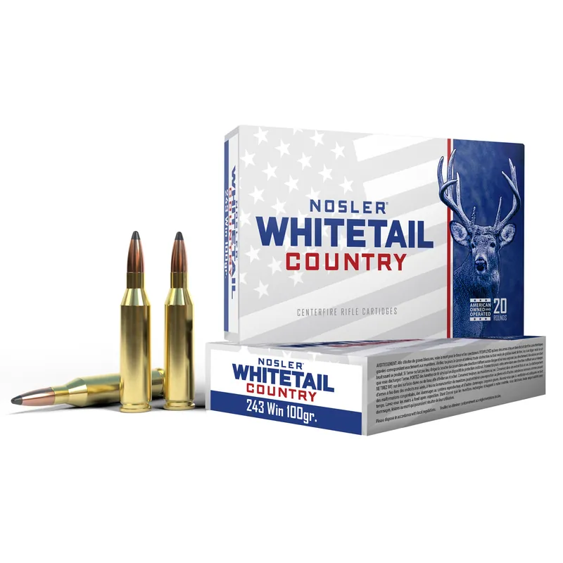 Nosler Whitetail Country .243 Winchester 100gr Solid Base Soft Point Deer Ammo 20rd 40122