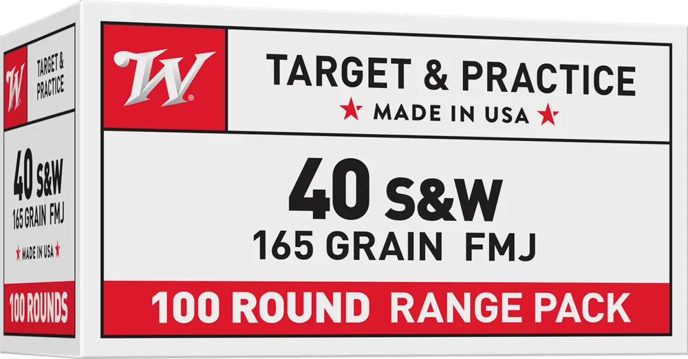 Winchester Ammo USA White Box .40 Smith & Wesson 165gr FMJ Range Pack, 100 Rounds USA40SWVP