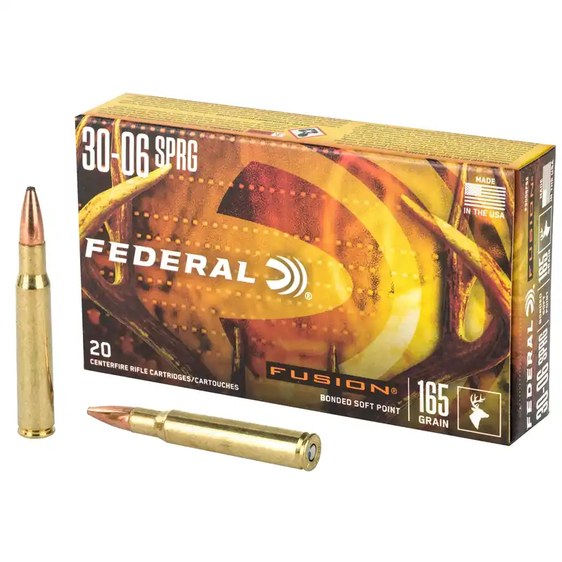 Federal Fusion .30-06 Springfield 165 Grain Bonded Soft Point Rifle Ammo 20-Round Box F3006FS2