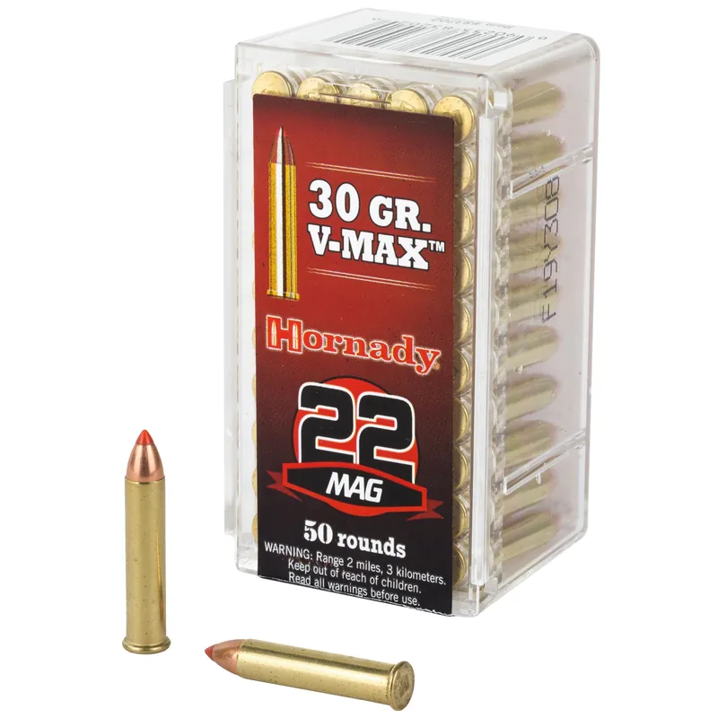 Hornady Varmint Express .22 WMR 30gr V-MAX Rimfire Ammo 50-Round Box 83202