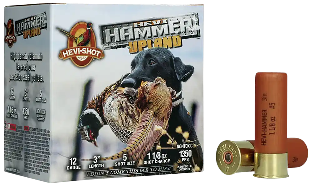 Hevishot HEVI-Hammer Upland 12 Gauge 3 in 5 Steel/Bismuth Shotshells, 25rd Box HS29125