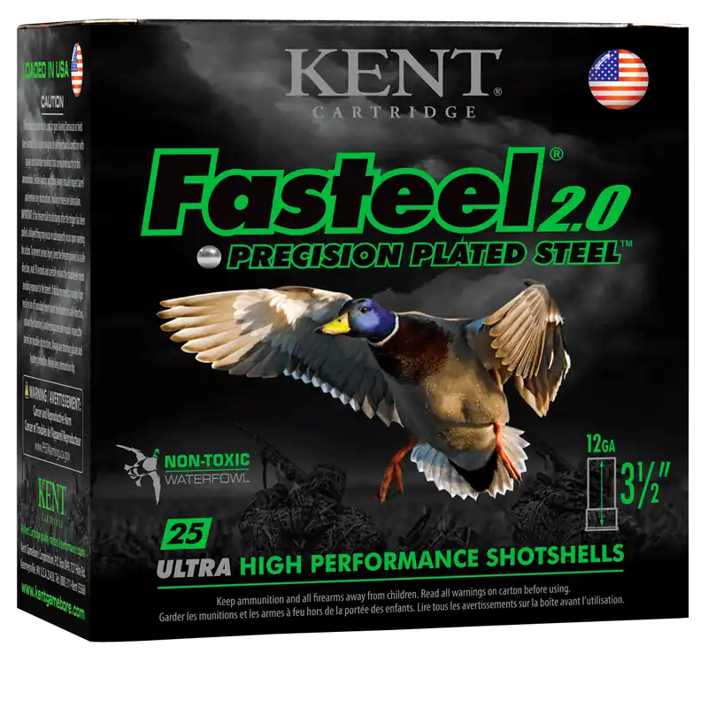 Kent Cartridge Fasteel 2.0 12 Gauge 3 1/2in Waterfowl Steel Shot 3 1 3/8oz 25rd K1235FS403