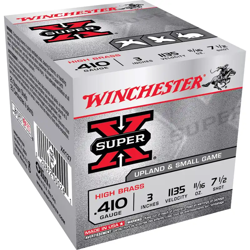 Winchester Super-X High Brass .410 Bore 3in 7.5 Lead Shot Shotshells, 25 Rounds X4137