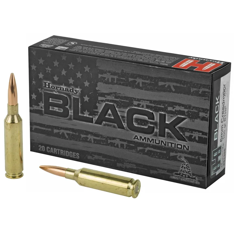 Hornady BLACK 6mm Creedmoor 105gr Boat Tail Hollow Point Match Rifle Ammo, 20/Box 81396