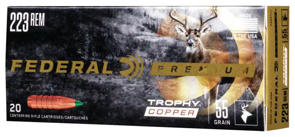 Federal Premium Trophy Copper .223 Remington 55 Grain Polymer Tip Rifle Ammo 20-Round Box P223TC1