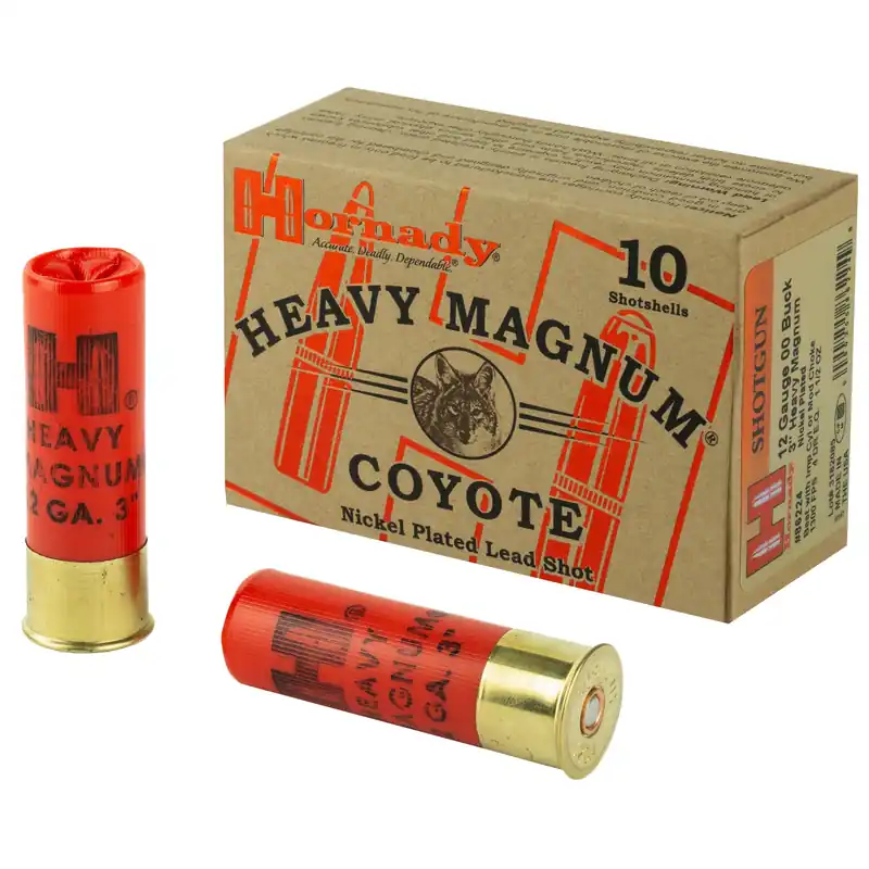 Hornady Heavy Magnum Coyote 12 Gauge 3in 00 Buck Nickel-Plated Lead Shotshells 86224