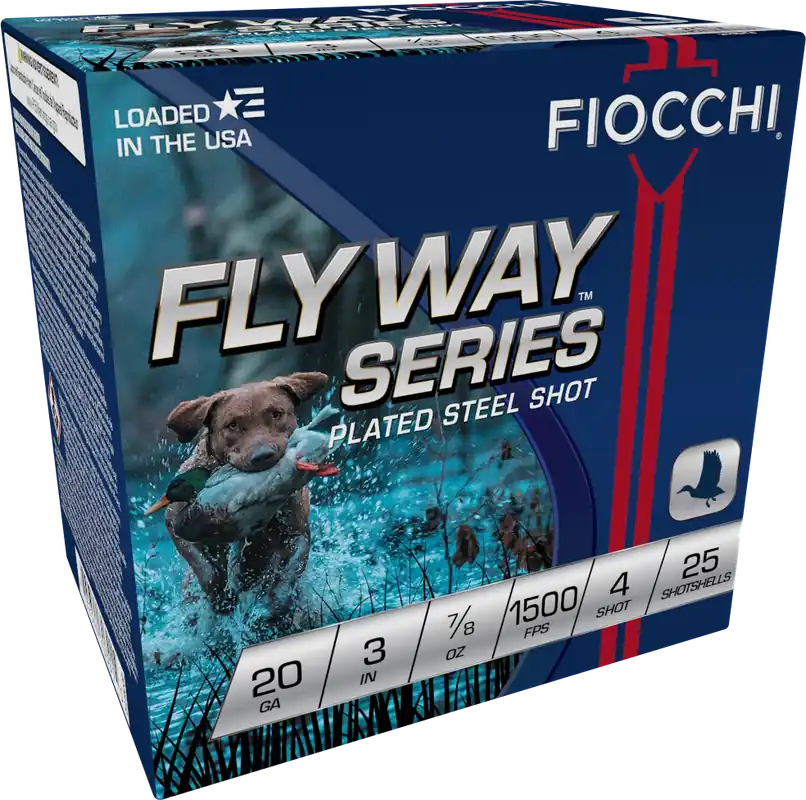 Fiocchi Flyway Steel 20 Gauge 3in 7/8oz 4 Shot Waterfowl Shotshells, 25ct 203ST4