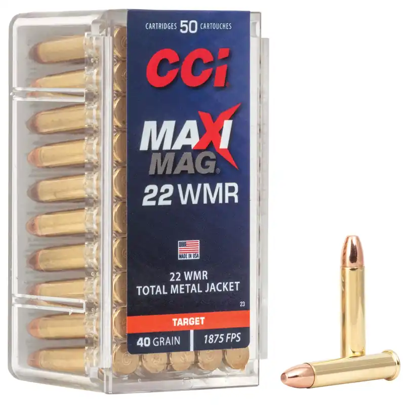 CCI Maxi-Mag .22 Winchester Magnum Rimfire 40 Grain Total Metal Jacket Ammo, 50 Rounds 23