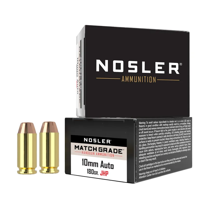 Nosler ASP 10mm Auto 180 Grain Jacketed Hollow Point Defensive Ammo 20-Round Box 51400