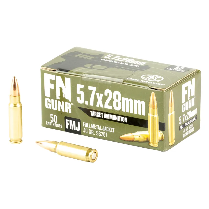 FN America GUNR SS201 5.7x28mm 40gr Full Metal Jacket Training Ammo 50-Round Box 10700032