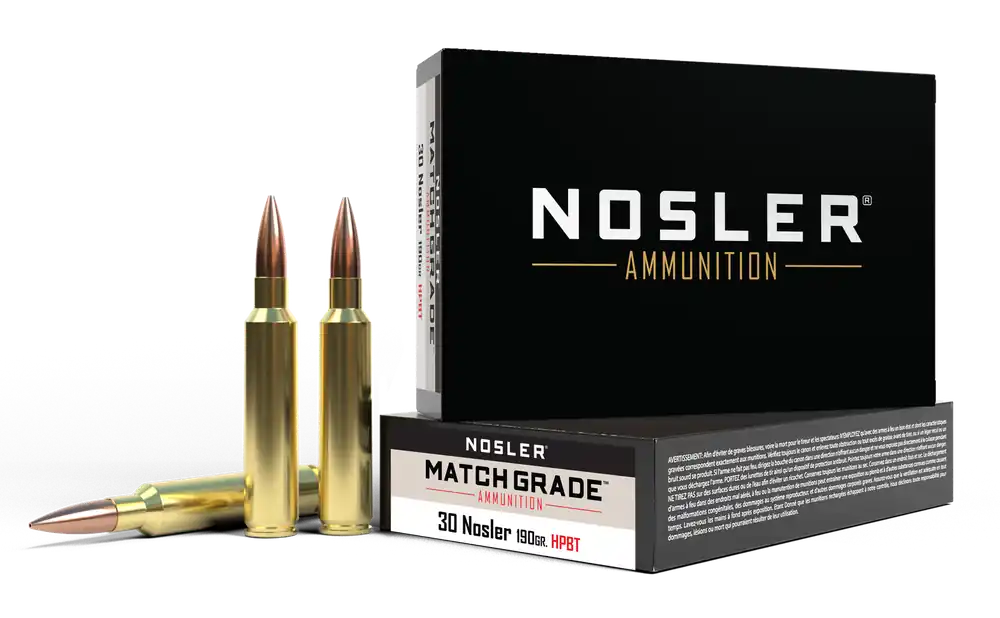 Nosler Match Grade 30 Nosler 190 Grain Custom Competition Hollow Point Boat Tail Ammo 20rd Box 60029