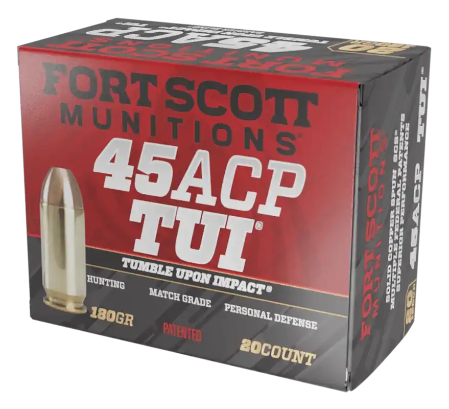 FORT SCOTT MUNITIONS Tumble Upon Impact .45 ACP 180gr Solid Copper Spun Ammo, 20 Rounds 450180SCV