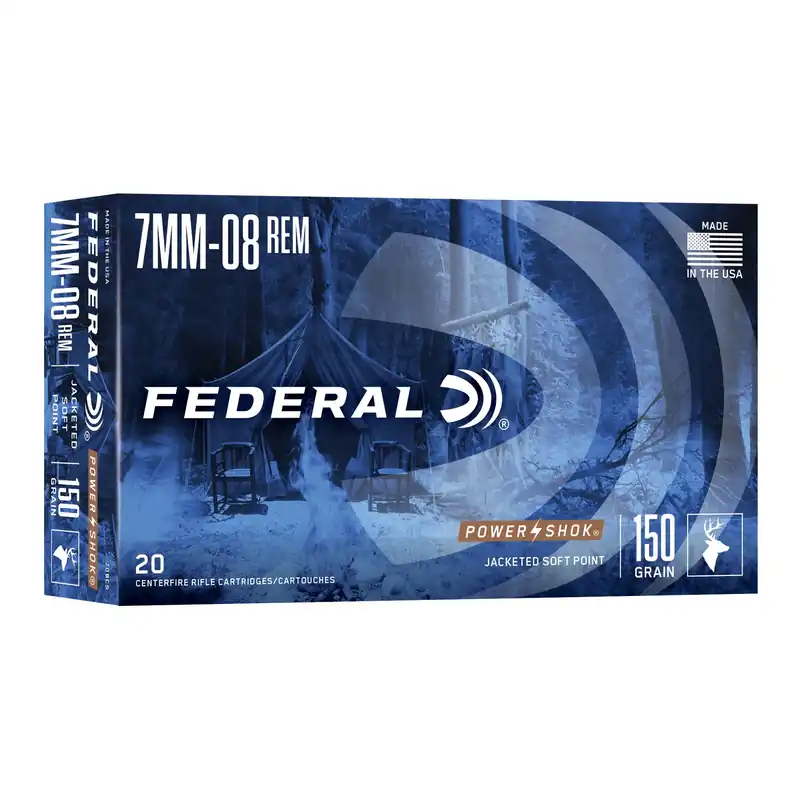 Federal Power-Shok 7mm-08 Remington 150 Grain Jacketed Soft Point Rifle Ammo, 20 Rounds 708CS