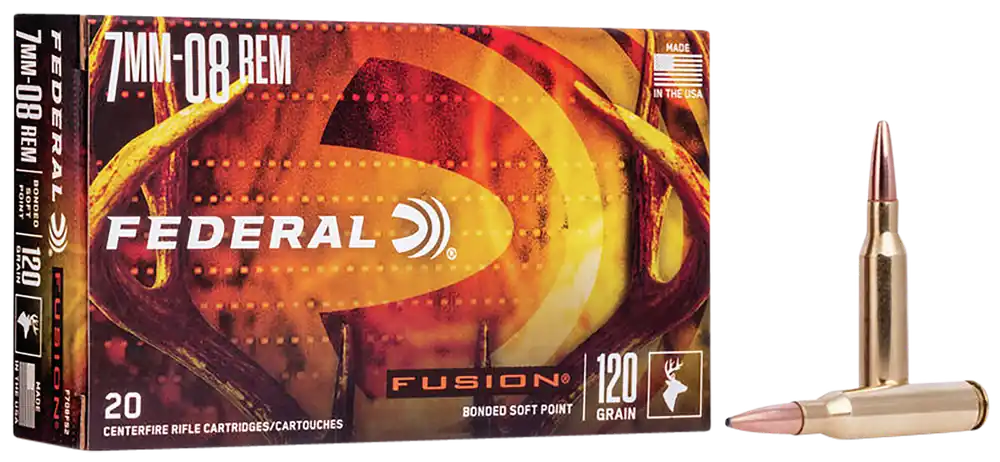 Federal Fusion 7mm-08 Rem 120gr Bonded Soft Point Rifle Ammo 20-Round Box F708FS2