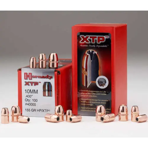 Hornady XTP Extreme Terminal Performance 10mm .400 Hollow Point Bullets, 155 Grain, 100 Count, HOR40000