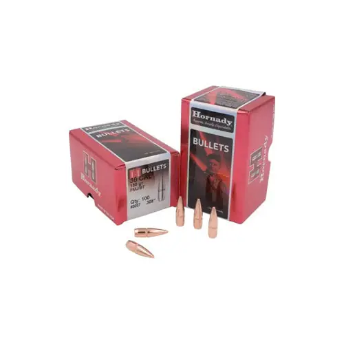 Hornady 30 Cal .308 Full Metal Jacket Boat Tail Bullets, 150 Grain, 100/Box, HOR3037