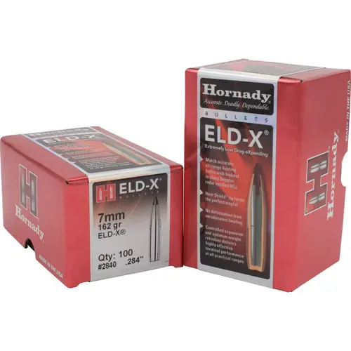 Hornady ELD-X Extremely Low Drag Expanding Bullets, 7mm (.284) 162 Grain, 100 Count – HOR2840
