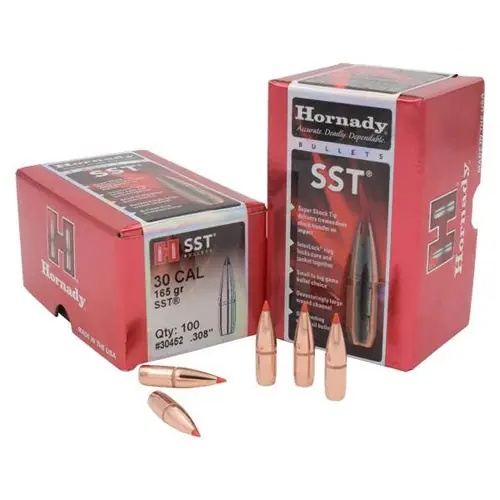 Hornady SST Super Shock Tip Rifle Bullets 30 Cal .308 165 gr, Polymer Tip, 100/Box HOR30452
