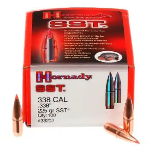 Hornady SST Super Shock Tip Bullets 338 Cal .338, 225 Grain, Polymer Tip, 100-Box, HOR33202
