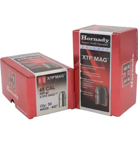 Hornady XTP MAG 45 Cal .452 300gr Hollow Point Bullets for Magnum Handguns, Deep Penetration HOR45235
