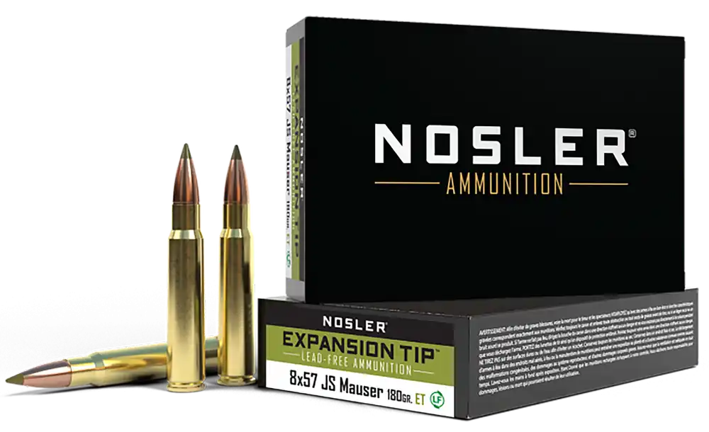 Nosler E-Tip 8x57 JS Mauser 180gr Lead-Free Polymer Tip Rifle Ammo, 20 Rounds 40643