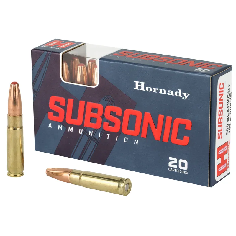 Hornady Subsonic 300 AAC Blackout Ammo 190gr Sub-X Polymer Tip, 20-Round Box 80877