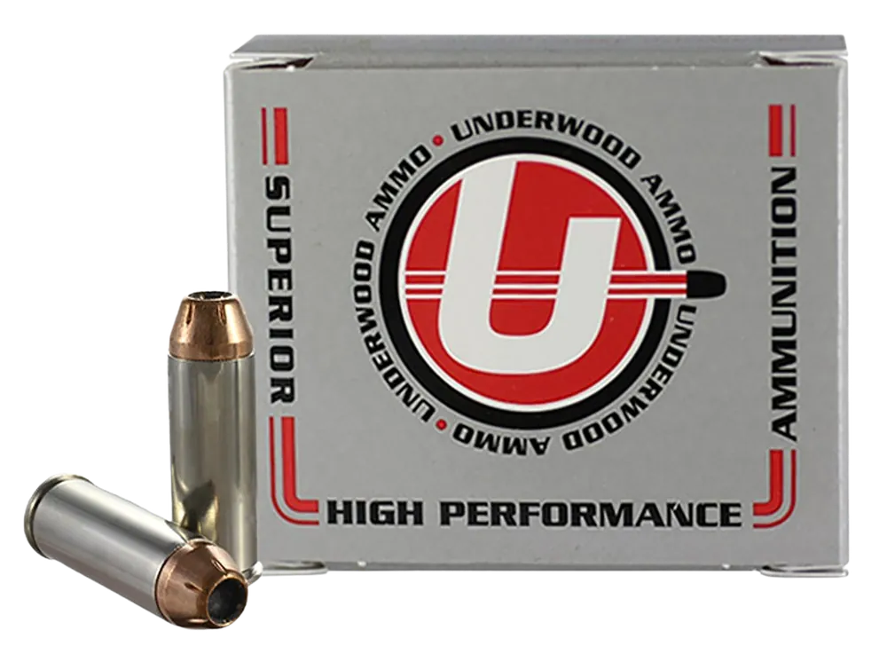 Underwood Ammo .45 Colt 250gr XTP Jacketed Hollow Point Ammo, Nickel-Plated Brass, 20ct 433
