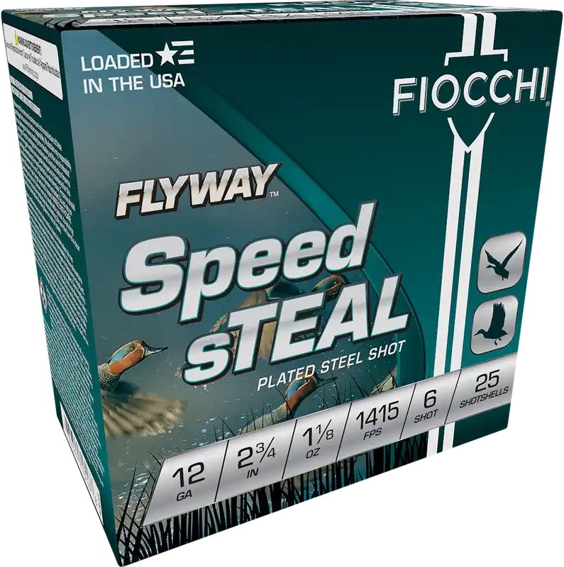 Fiocchi Flyway Speed Steel 12 Gauge 2-3/4in 6 Plated Steel Shot 1-1/8oz 12FST6