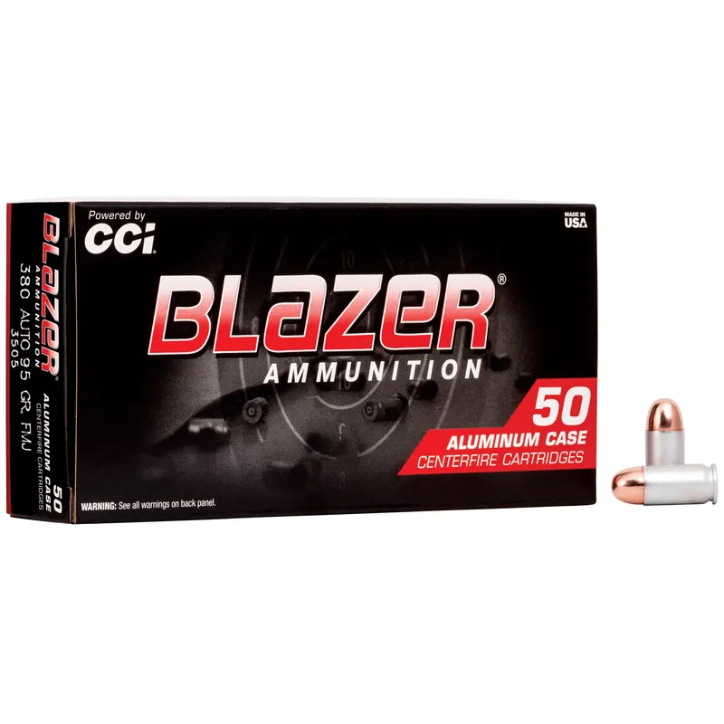 Blazer Ammunition .380 ACP 95 Grain Full Metal Jacket Aluminum Case Handgun Ammo 50 Rounds 3505