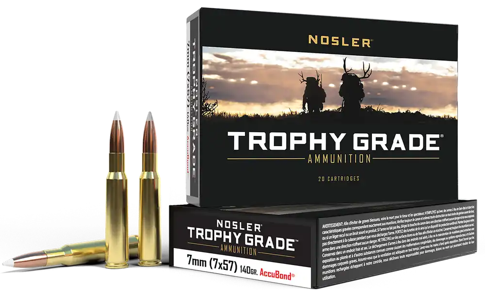 Nosler Trophy Grade 7x57mm Mauser 140gr AccuBond Bonded Polymer Tip Rifle Ammo 47118