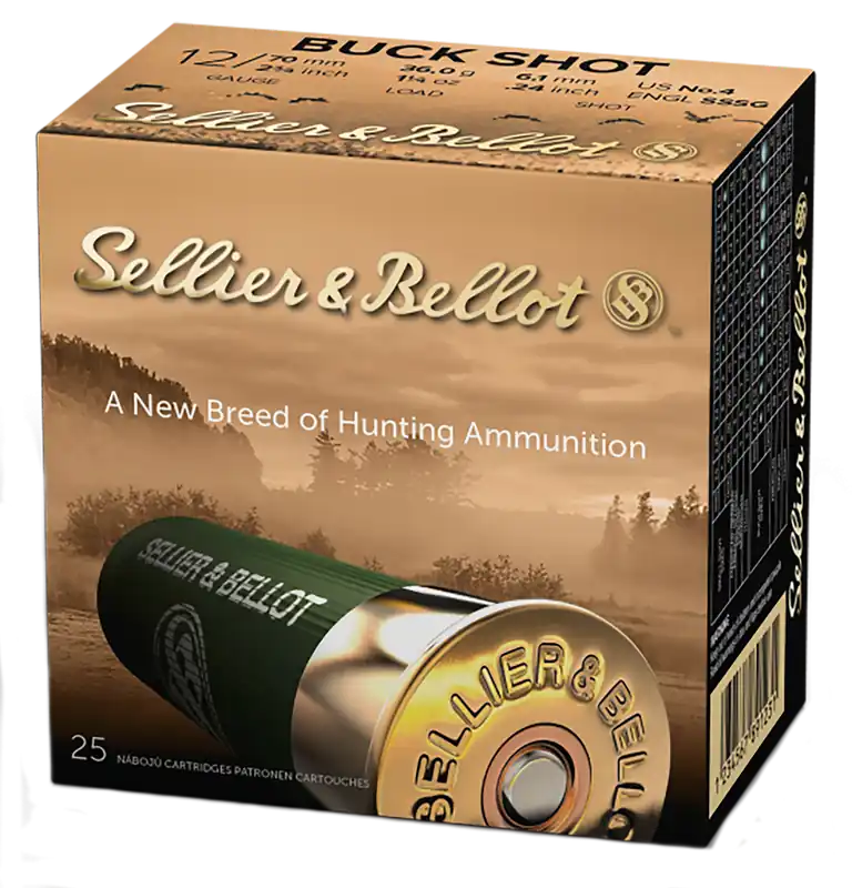 Sellier & Bellot 12 Gauge 2.75in 4 Buckshot 27-Pellet 1-1/4oz Hunting Shotshells SB12BSB