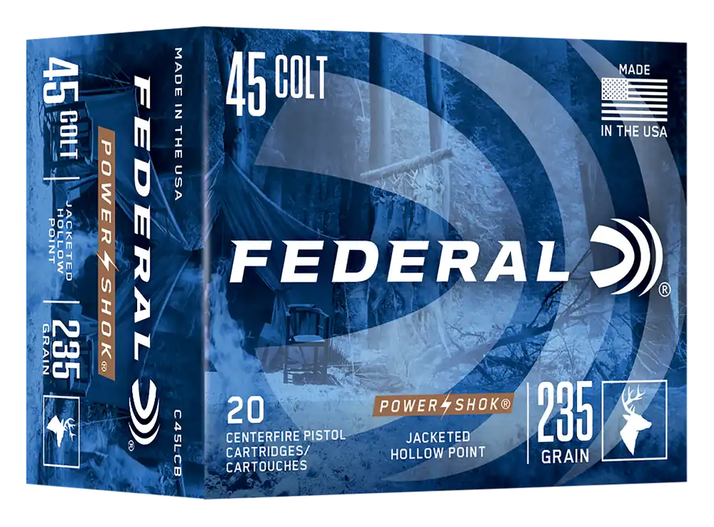 Federal Power-Shok .45 Colt 235 Grain Jacketed Hollow Point Centerfire Ammo, 20rd Box C45LCB