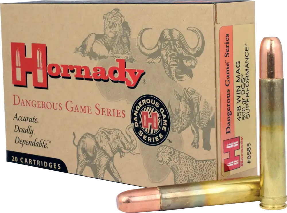 Hornady Dangerous Game .458 Winchester Magnum 500gr Dangerous Game Solid (DGS) Ammo, 20/Box 8585