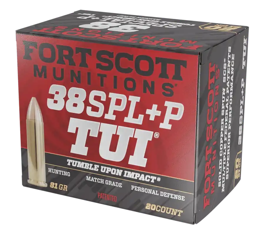 Fort Scott Munitions .38 Special +P TUI 81gr Solid Copper Spun Ammo, 20-Round Box 38+P081SCV