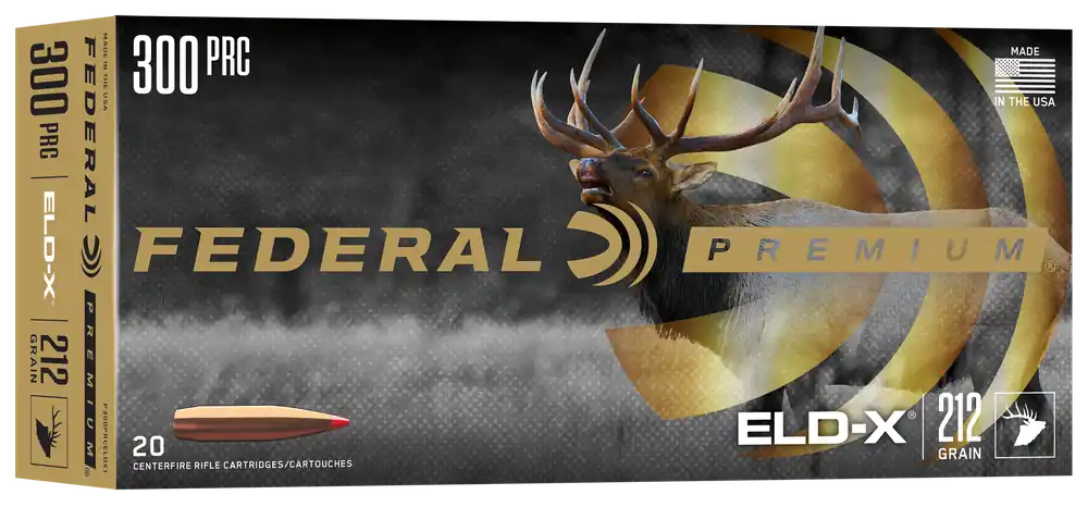 Federal Premium .300 PRC 212 Grain ELD-X Centerfire Rifle Ammunition, 20 Round Box P300PRCELDX1