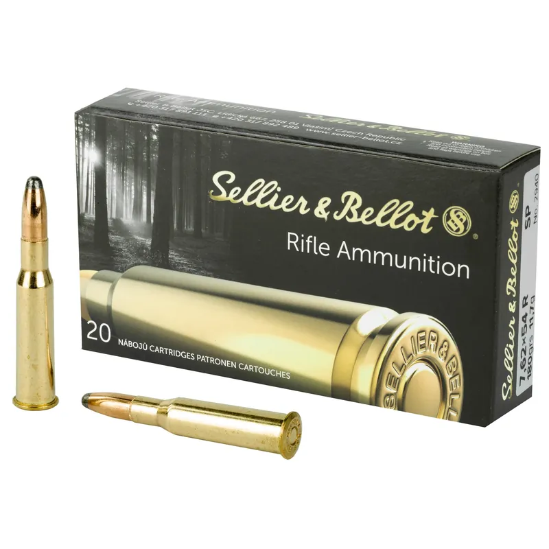Sellier & Bellot 7.62x54R 180 Grain Soft Point Rifle Ammo, 20-Round Box SB76254RB