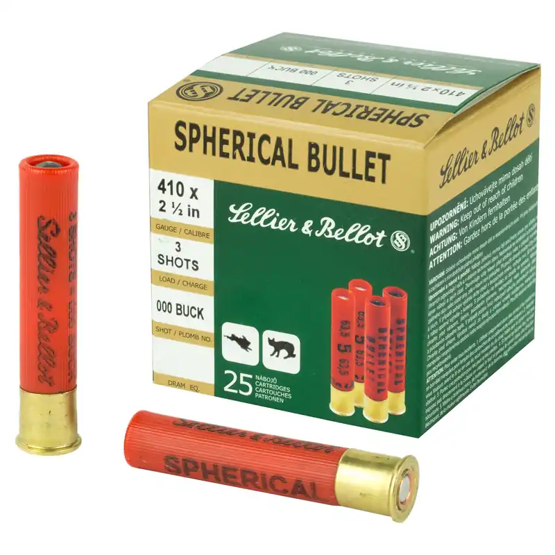 Sellier & Bellot .410 Bore 2-1/2" 000 Buckshot Shotshell Ammo, 25-Round Box (500/Case) SB410A