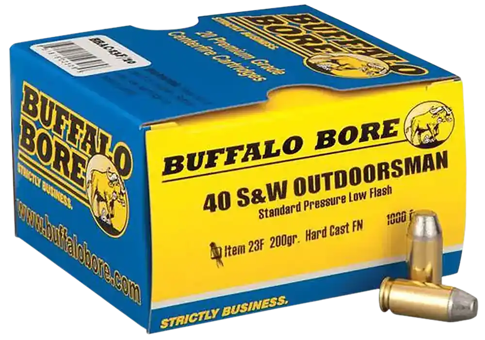 Buffalo Bore Outdoorsman Strictly Business .40 Smith & Wesson 200 Grain Hard Cast Flat Nose Ammo 23F20