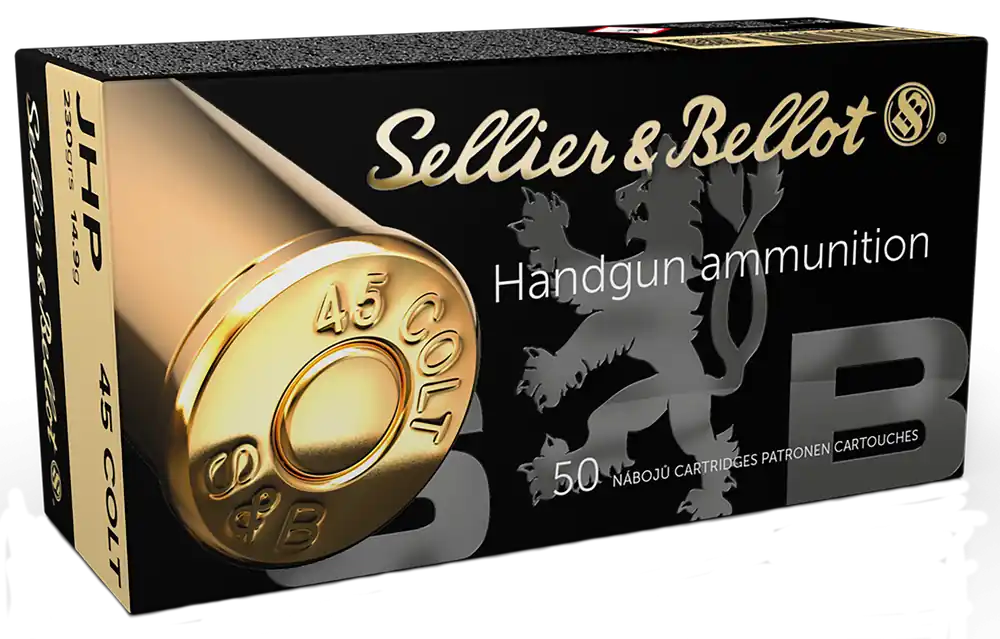 Sellier & Bellot .45 Colt 230gr Jacketed Hollow Point Handgun Ammo, 50 Rounds/Box SB45F