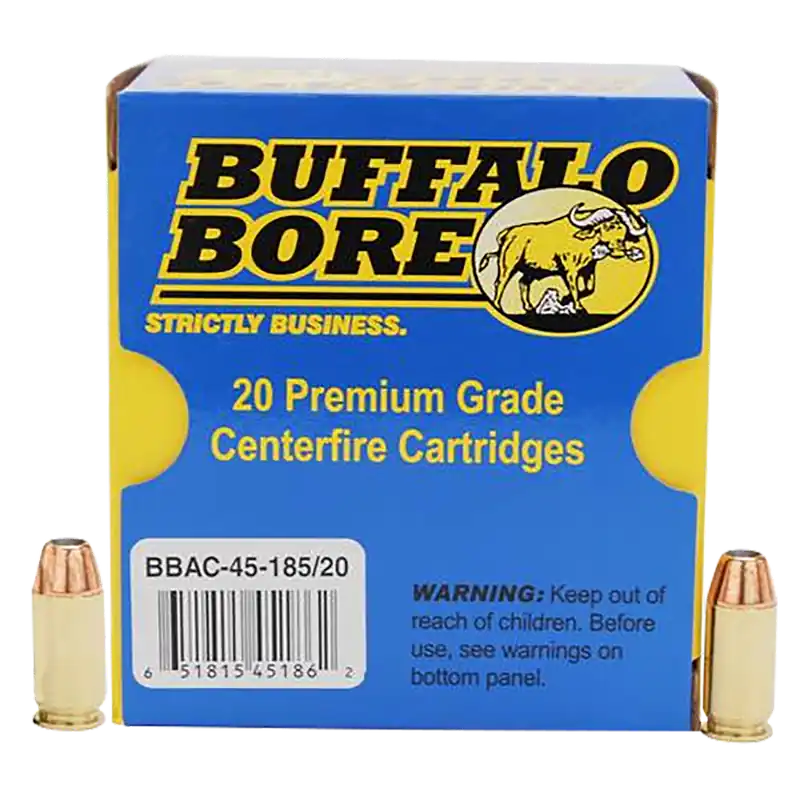 Buffalo Bore Strictly Business Personal Defense .45 ACP +P 185gr Jacketed Hollow Point Ammo 4518520