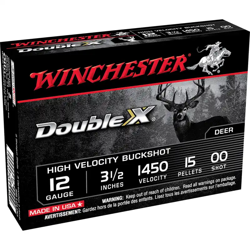 Winchester Ammunition Double X High Velocity 12 Gauge 3.5in 00 Buck 15-Pellet Shotshells SB12L00