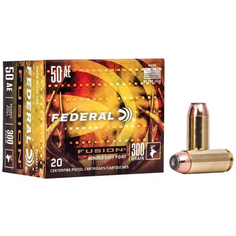 Federal Fusion Handgun Ammo 50 Action Express 300 Grain Bonded Soft Point 20 Rounds F50AEFS1