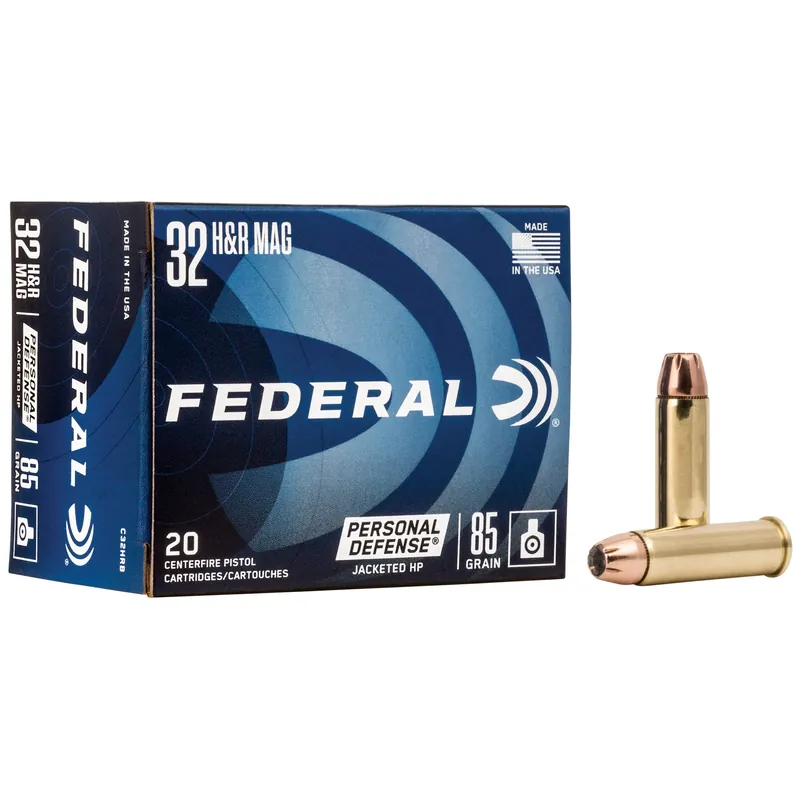 Federal Personal Defense Revolver .32 H&R Magnum 85 Grain Jacketed Hollow Point Ammo, 20-Rd C32HRB