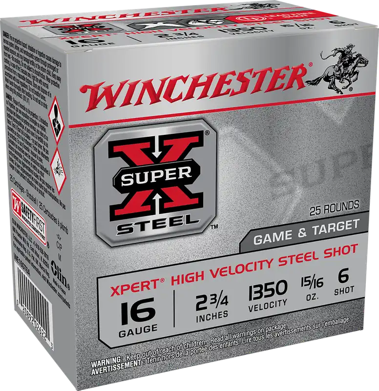 Winchester Super X Xpert High Velocity Steel Shot 16 Gauge 2.75in 6 25rd Box WE16GT6A