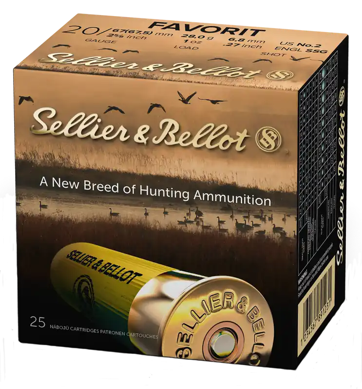 Sellier & Bellot 20 Gauge 2-5/8 Inch 2 Buckshot 12-Pellet 1 oz Shotshells 25/Box SB20BSA