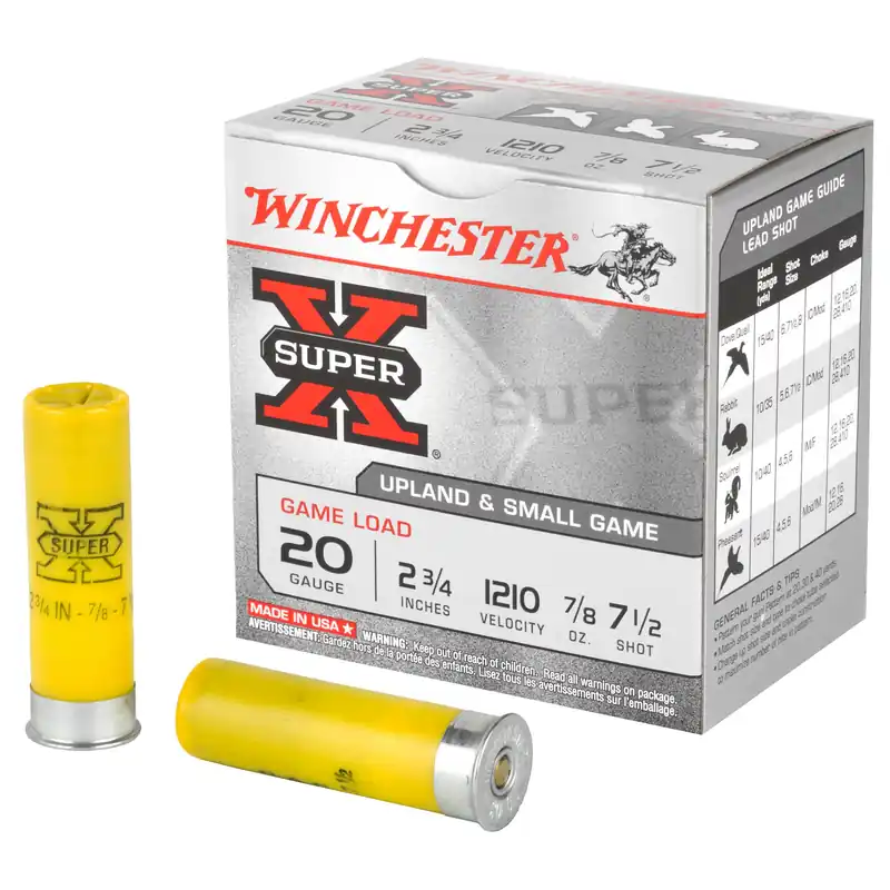 Winchester Super X Game Load 20 Gauge 2 3/4in No. 7.5 Lead Shot 25rd Shotshells XU207