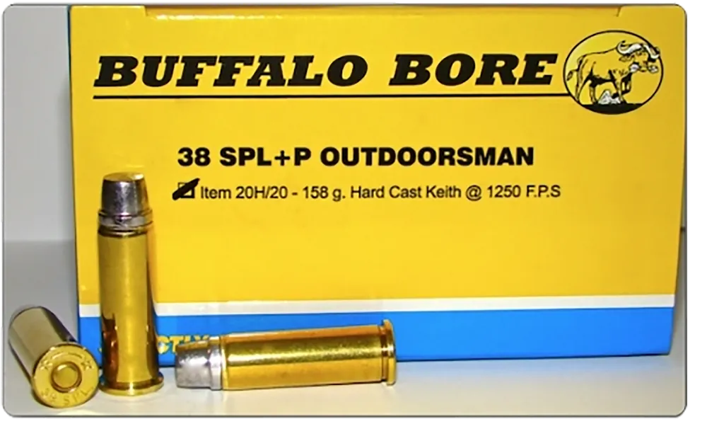 Buffalo Bore Outdoorsman .38 Special +P 158gr Hard Cast Keith Ammo 20 Rounds Box 20H20