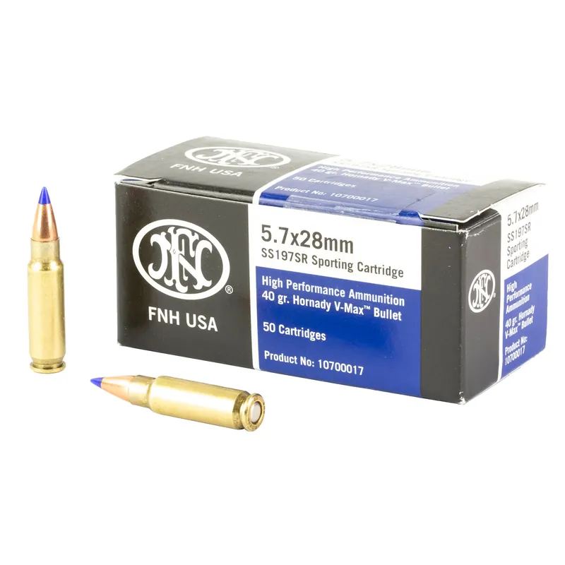 FN America SS197SR 5.7x28mm 40 Grain Hornady V-MAX Ammo, 50-Round Box (500/Case) 10700016