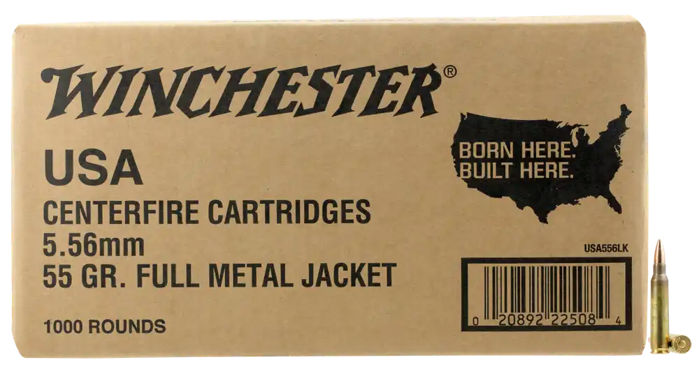 Winchester USA M193 5.56x45mm NATO 55gr FMJ Rifle Ammo Case of 1000 Rounds WM1931000